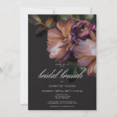 Elegant Black Moody Floral Bridal Brunch Einladung (Vorderseite)