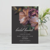 Elegant Black Moody Floral Bridal Brunch Einladung (Stehend Vorderseite)
