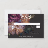 Elegant Black Moody Floral Hochzeit No Dinner RSVP Karte (Vorderseite)