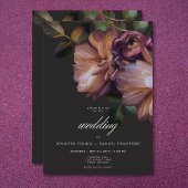 Elegant Black Moody Floral Wedding Einladung