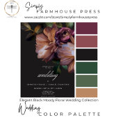 Elegant Black Moody Floral Wedding Einladung