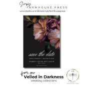 Elegant Black Moody Floral Wedding Save The Date
