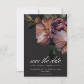 Elegant Black Moody Floral Wedding Save The Date (Vorderseite)