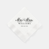 Elegant Black Mr. und Mrs. Custom Wedding Monogram Serviette (Ecke)