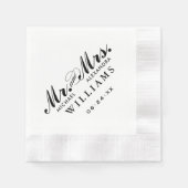 Elegant Black Mr. und Mrs. Custom Wedding Monogram Serviette (Vorderseite)