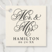 Elegant Black Mr. und Mrs. Script Custom Monogram Geschenkanhänger (Vorderseite)