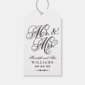 Elegant Black Mr. und Mrs. Script Custom Monogram Geschenkanhänger (Vorderseite)