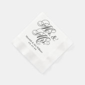 Elegant Black Mr. und Mrs. Script Custom Monogram Serviette (Ecke)