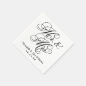 Elegant Black Mr. und Mrs. Script Custom Monogram Serviette (Ecke)
