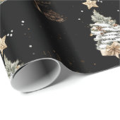 Elegant Black New Year Frosted Tree pine Geschenkpapier (Rolleneckpunkt)
