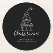 Elegant Black New Years Eve Party Paper Plate Runder Pappuntersetzer (Vorderseite)