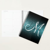 Elegant Black Ombre Aquamarin Glitzer Monogram Planer (Anzeige)