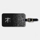 Elegant Black Ombre Glitzer Gepäckanhänger (Vorderseite horizontal)