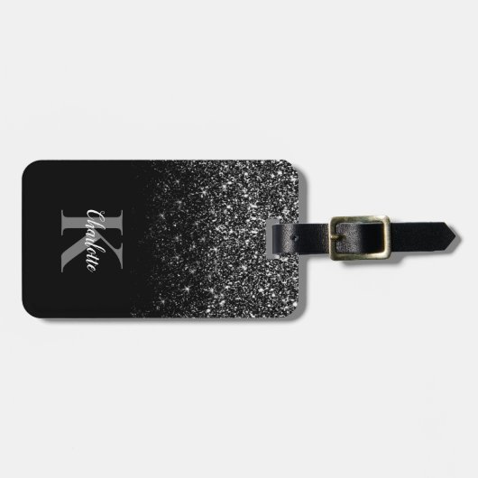 Elegant Black Ombre Glitzer Gepäckanhänger (Vorderseite horizontal)