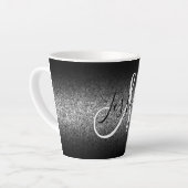 Elegant Black Ombre Silver Glitzer Monogram Milchtasse (Linke Ecke)