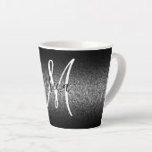 Elegant Black Ombre Silver Glitzer Monogram Milchtasse (Rechte Ecke)