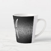 Elegant Black Ombre Silver Glitzer Monogram Milchtasse (Rechts)