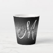 Elegant Black Ombre Silver Glitzer Monogram Milchtasse (Vorderseite)