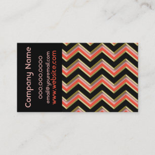 Elegant Black on Bright Coral ZigZag Business Visitenkarte