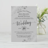 Elegant Black on Gray Wedding Livestream Einladung (Stehend Vorderseite)