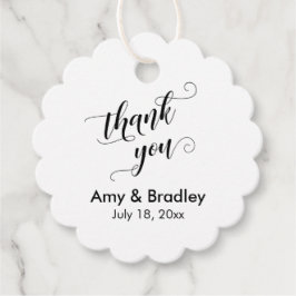 Elegant, Black on White Wedding Danke Geschenkanhänger