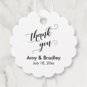 Elegant, Black on White Wedding Danke Geschenkanhänger (Rückseite)