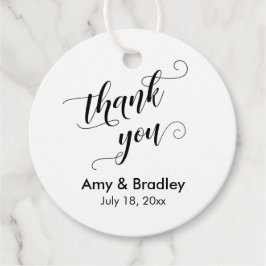 Elegant, Black on White Wedding Danke Geschenkanhänger