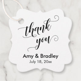 Elegant, Black on White Wedding Danke Geschenkanhänger