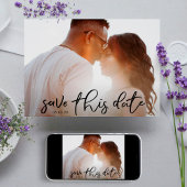 Elegant Black Onyx Foto Classic Calligraphy Save The Date