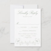 Elegant Black Ornate Floral Wedding RSVP Karte (Vorderseite)