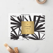 Elegant Black Palm Fronds Vielen Dank Notecard Mitteilungskarte (Vorderseite/Rückseite Beispiel)