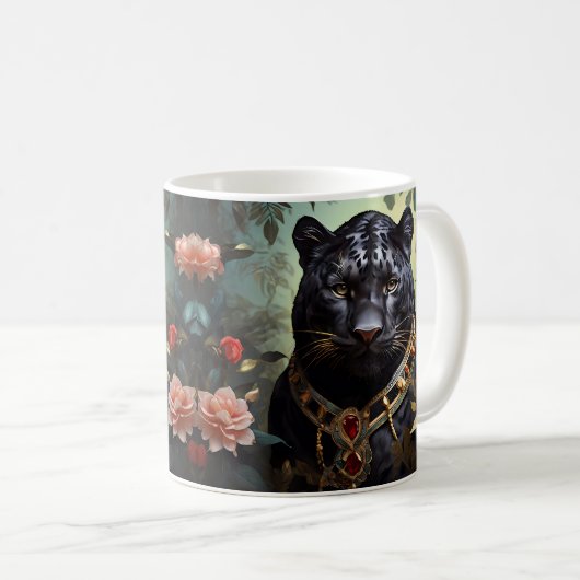 Elegant Black Panther Kaffeetasse (VorderseiteRechts)
