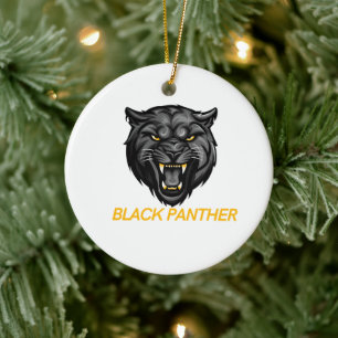 "Elegant Black Panther Oramen Keramik Ornament