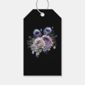 Elegant Black Peacock Floral Geschenkanhänger (Vorderseite)