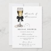 Elegant Black Pearl Champagne Bridal Shower Einladung (Vorderseite)