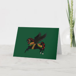 Elegant Black Pegasus Vintage-Style Holiday Card Karte