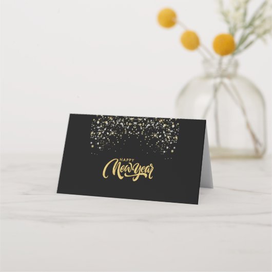Elegant Black Personalized Folded Place Card Platzkarte (Vorderseite)