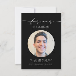 Elegant Black Photo Forever In Our Hearts Funeral Dankeskarte