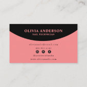 Elegant Black Pink Feminine Moderne Nail Tech Visitenkarte (Rückseite)