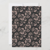 Elegant Black Pink Frame Floral Wedding Einladung (Rückseite)