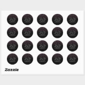Elegant Black & Pink Glitter Thank You Sticker (Blatt)
