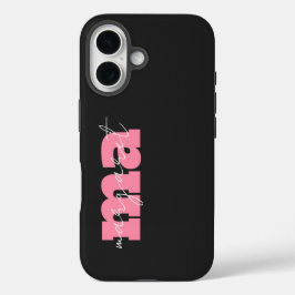 Elegant Black pink monogram initial script name iPhone 16 Hülle