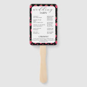 Elegant Black & Pink Strawberry Wedding Fächer (Rückseite)