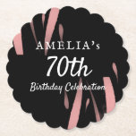Elegant Black Pink Watercolor 70th Happy Birthday Untersetzer<br><div class="desc">Eleganter Black Pink Watercolor 70th Happy Birthday Paper Untersetzer. Personalisieren Sie es mit Ihrem Namen und Alter.</div>