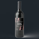 Elegant Black Pink Watercolor 70th Happy Birthday Weinetikett<br><div class="desc">Elegantes Black Pink Watercolor 70. Happy Birthday Wine Label. Personalisieren Sie es mit Ihrem Namen und Alter.</div>