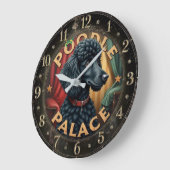 Elegant Black Poodle Dog Große Wanduhr (Winkel)