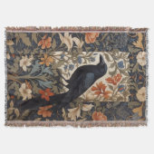 Elegant Black Raven William Morris Inspiriert Decke (Vorderseite)