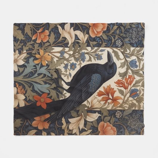 Elegant Black Raven William Morris Inspiriert Fleecedecke (Vorderseite (Horizontal))
