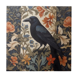 Elegant Black Raven William Morris Inspiriert Fliese
