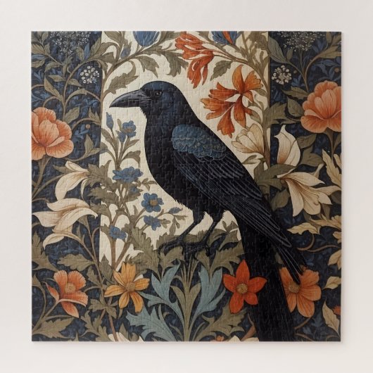 Elegant Black Raven William Morris Inspiriert Puzzle (Vertikal)
